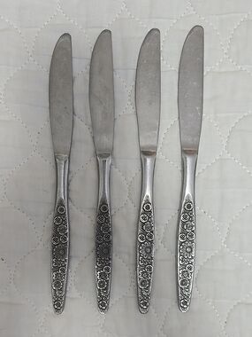Vtg Interpur Jardinera Stainless Modern Solid Knife Ser Of 4 Made In Japan EUC